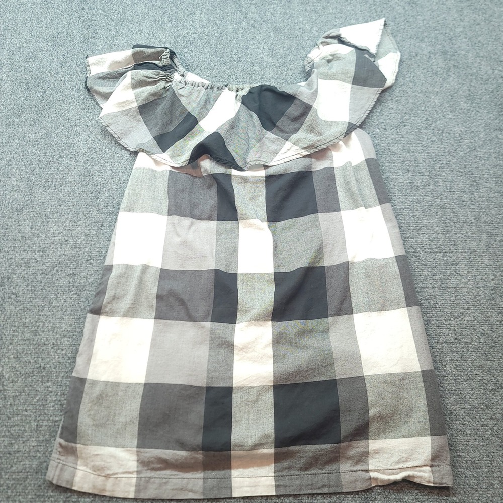Who What Wear Buffalo Plaid Off The Shoulder Ruffle Mini Dress XS Black White